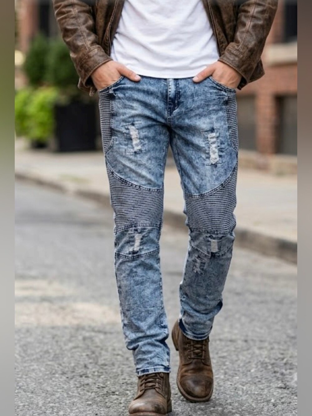 G-Net premium Denim Men’s Acid-Wash Blue Jeans  40x32